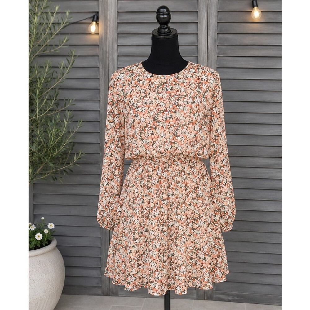 Staccato Floral Long Sleeve Tiered Mini Dress Small Fall Teacher Cottagecore EUC - Picture 3 of 8